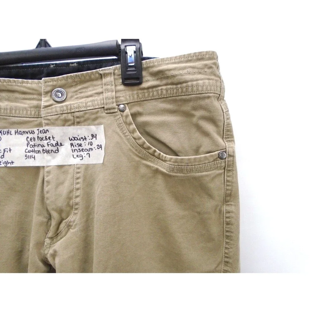 Kuhl Kanvus Jean Men's Size 34 (34x29) Vintage Patina Dye Hiking Pants Tan - Picture 6 of 13